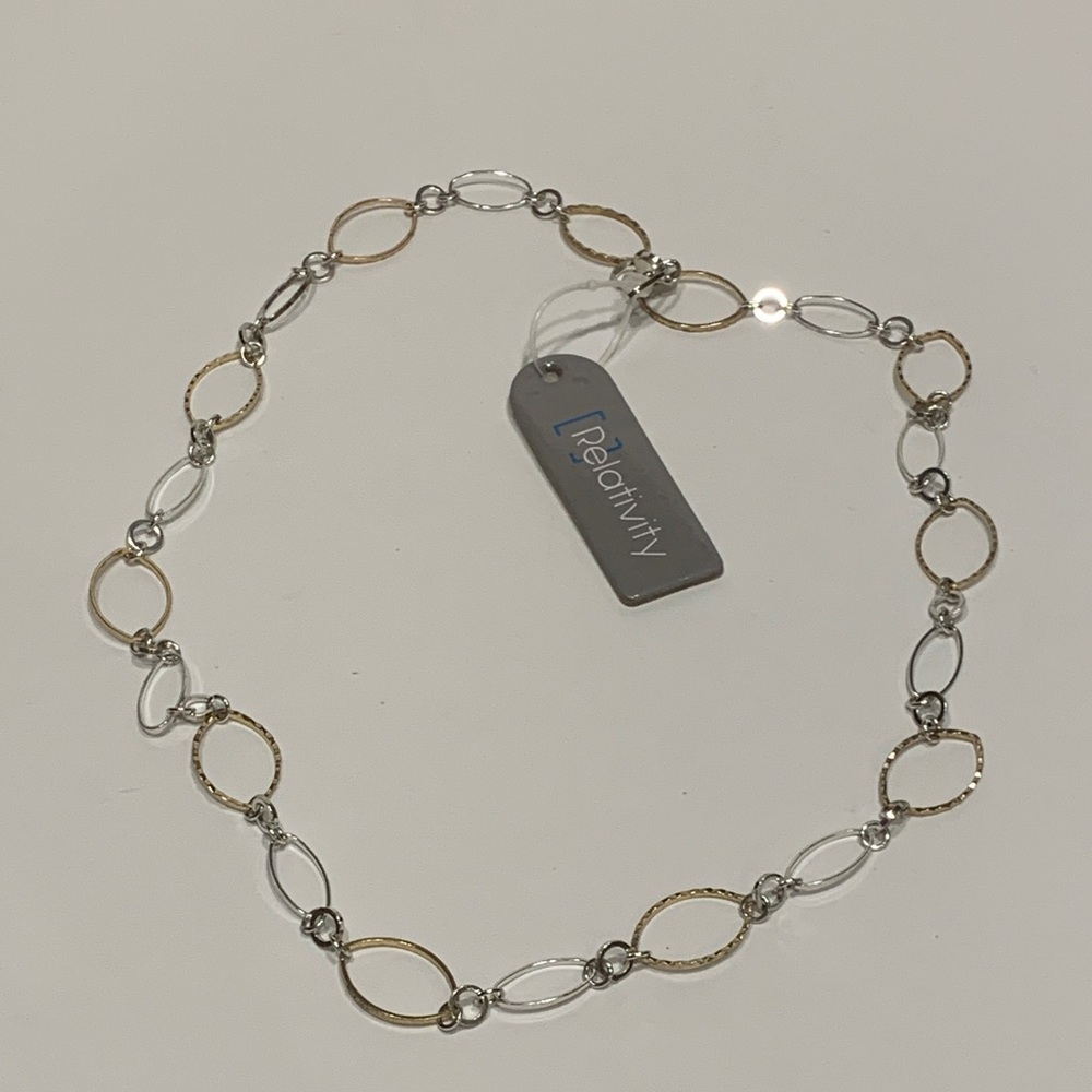 Relativity Two-Tone Gold and Silver loop chain  Necklace 24” New NWT